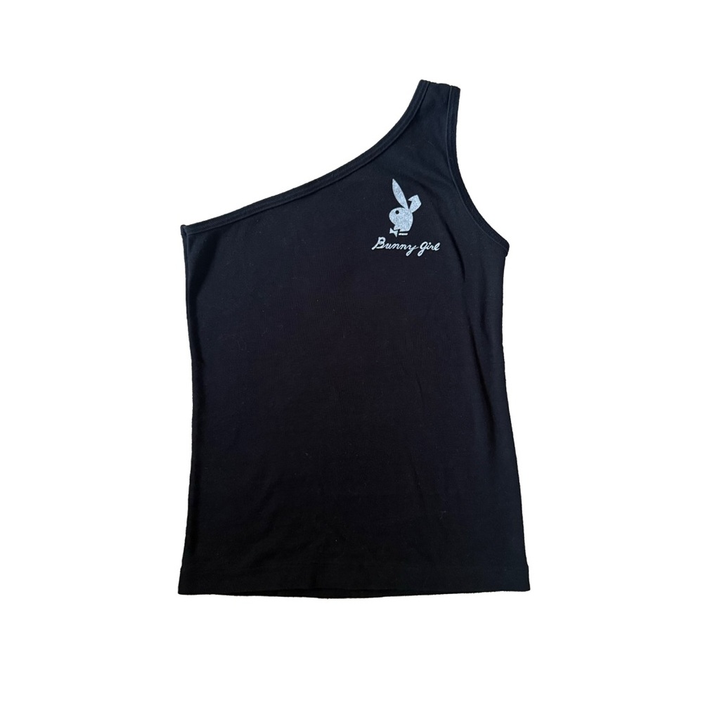 PLAYBOY Black Asymmetrical Tank Top